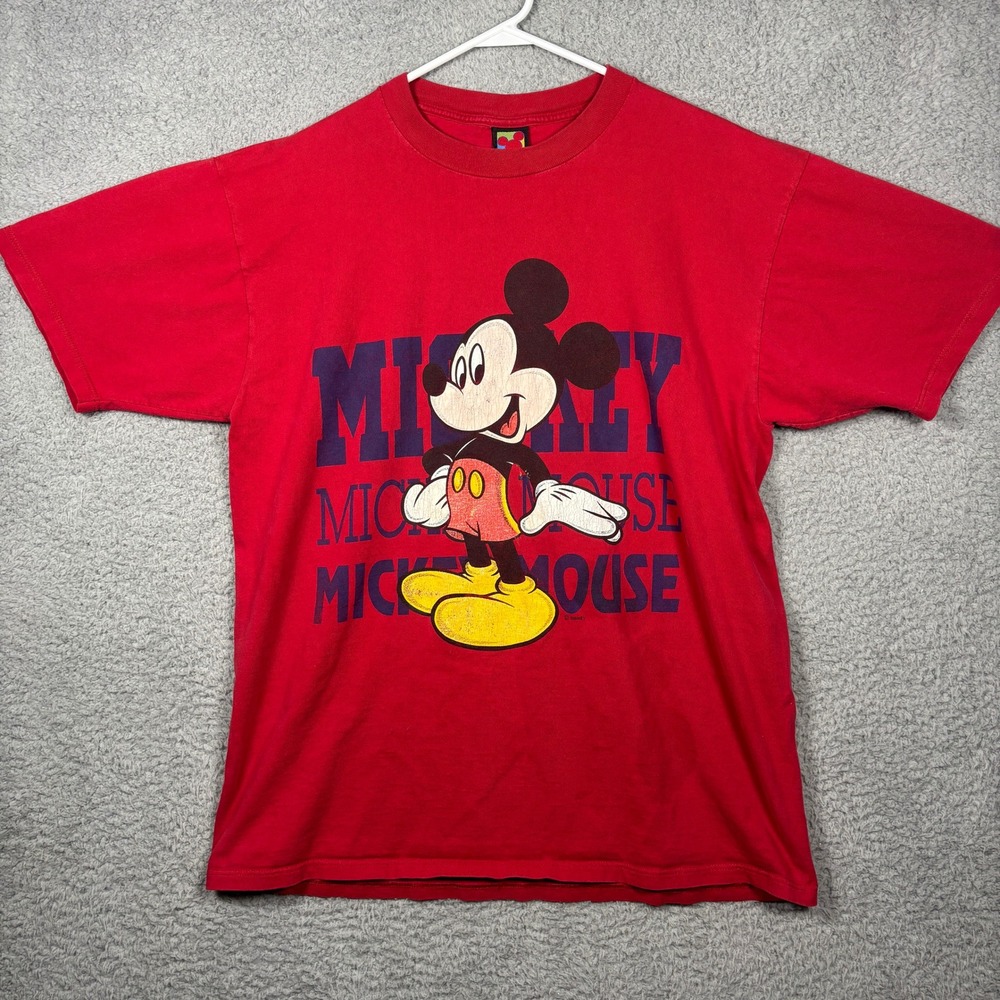 Vintage Mickey Unlimited Disney Mickey Mouse Red Graphic T-Shirt Mens XL USA